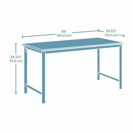 Worksense By Sauder Bergen Circle 60x30 Table Desk Ka , Melamine top surface is heat, stain, and scratch resistant 426459